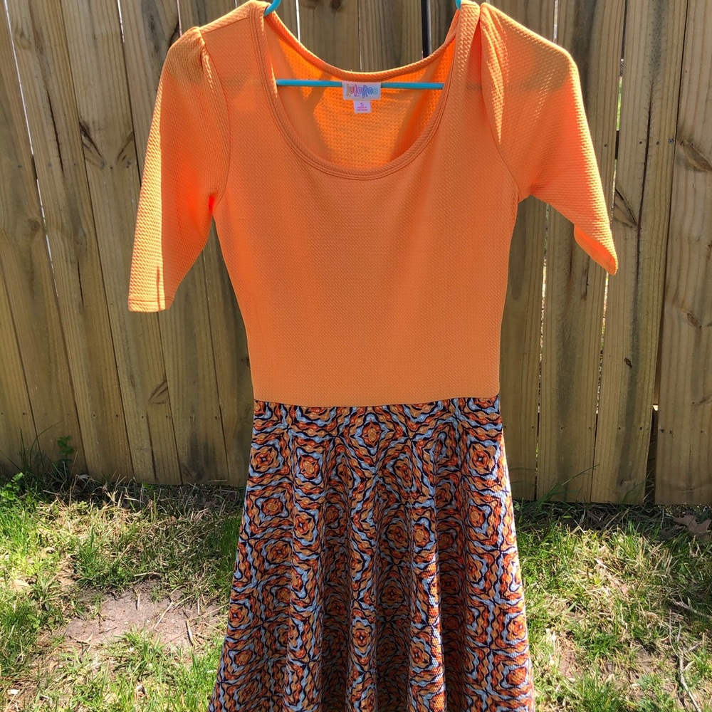 Orange Patterned LulaRoe Midi Dress